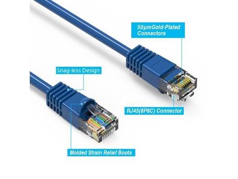 كابل تمهيد شبكة إيثرنت Cat6 UTP - أزرق - كابل تصحيح Cat 6 المحسن 24AWG RJ45 (2 قدم) in Kuwait