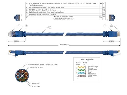 Cable Leader Blue 1.5 ft Cat 6 550 MHz UTP Snagless Ethernet Cable, Network Patch Cord in Kuwait