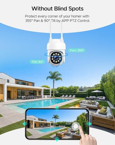 CAMCAMP Home Security Camera System Wireless Cameras for Home Security, 8x 2MP Corded Powered Camara Auto Tracking 355° View, 2.4&5Ghz WiFi Connect to 16CH 4K NVR 500GB, Light&Siren Alert IP66 Outdoor in Kuwait