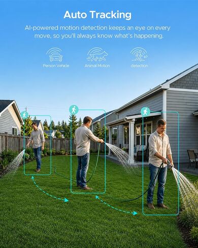 CAMCAMP Home Security Camera System Wireless Cameras for Home Security, 8x 2MP Corded Powered Camara Auto Tracking 355° View, 2.4&5Ghz WiFi Connect to 16CH 4K NVR 500GB, Light&Siren Alert IP66 Outdoor in Kuwait