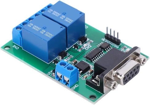 Fafeicy 2 Channel Serial Port Relay Module, RS232 UART Protocol DB9 Interface Remote Control Switch Board with Capacitor Filter Circuit, for Computer Serial Port Debugging Software Control in Kuwait