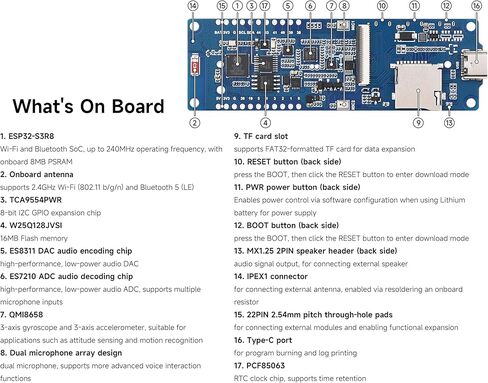 لوحة تطوير ESP32-S3 مع شاشة لمس IPS مقاس 3.49 بوصة، 172 × 640، معالج ESP32-S3R8 ثنائي النواة، يدعم تفاعل الذكاء الاصطناعي والصوت دون اتصال بالإنترنت، للأجهزة الذكية واستخدام سطح المكتب (مع بطارية 18650) in Kuwait