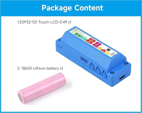 لوحة تطوير ESP32-S3 مع شاشة لمس IPS مقاس 3.49 بوصة، 172 × 640، معالج ESP32-S3R8 ثنائي النواة، يدعم تفاعل الذكاء الاصطناعي والصوت دون اتصال بالإنترنت، للأجهزة الذكية واستخدام سطح المكتب (مع بطارية 18650) in Kuwait