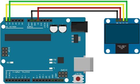 0.96 Inch OLED Module 12864 128x64 Yellow Blue SSD1306 Driver I2C Serial Self-Luminous Display Board for Arduino Raspberry Pi Pico in Kuwait