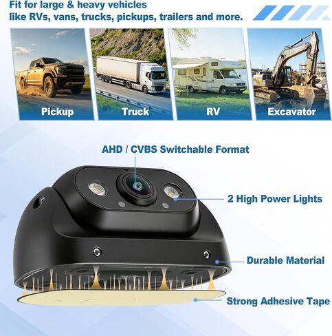 AHD 1080P Large & Heavy Vehicle Rear Front View Backup Camera with Switchable Video Format Waterproof for RV Vans Truck Pickup Trailer Night Vision 170°Wide Angle with Metal Housin in Kuwait