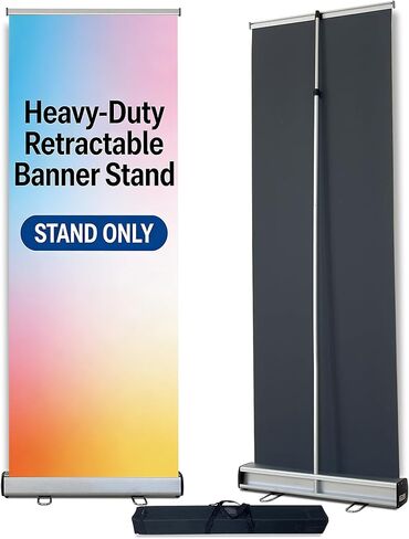 Retractable Banner Stand 24" W x 60" H – Heavy Duty Roll Up Banner Display with Padded Carrying Bag for Trade Show, Exhibition, Business Advertising (Stand Only) in Kuwait