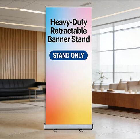 Retractable Banner Stand 24" W x 60" H – Heavy Duty Roll Up Banner Display with Padded Carrying Bag for Trade Show, Exhibition, Business Advertising (Stand Only) in Kuwait