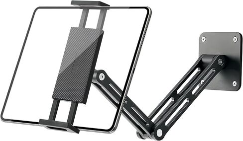 حامل تثبيت على الحائط للكمبيوتر اللوحي لجهاز iPad، ذراع ألومنيوم قابل للطي، يستخدم في المطبخ، تحت الخزانة، صالة الألعاب الرياضية المنزلية، لأجهزة iPad Pro/Air/Mini/Samsung Galaxy Tab/الهواتف والأجهزة اللوحية مقاس 4.7-13 بوصة (حتى 13 بوصة) in Kuwait