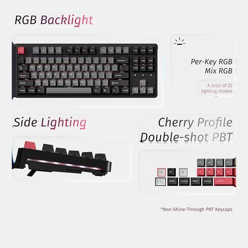 Keychron C3 HE TKL Wired Mechanical Keyboard (80% Layout), Magnetic Switches with Adjustable Actuation, Rapid Trigger, RGB Backlight & Side Lighting, Double-Shot PBT Keycaps – Mac/Windows/Linux in Kuwait