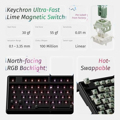 Keychron C3 HE TKL Wired Mechanical Keyboard (80% Layout), Magnetic Switches with Adjustable Actuation, Rapid Trigger, RGB Backlight & Side Lighting, Double-Shot PBT Keycaps – Mac/Windows/Linux in Kuwait