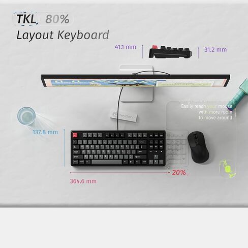 Keychron C3 HE TKL Wired Mechanical Keyboard (80% Layout), Magnetic Switches with Adjustable Actuation, Rapid Trigger, RGB Backlight & Side Lighting, Double-Shot PBT Keycaps – Mac/Windows/Linux in Kuwait