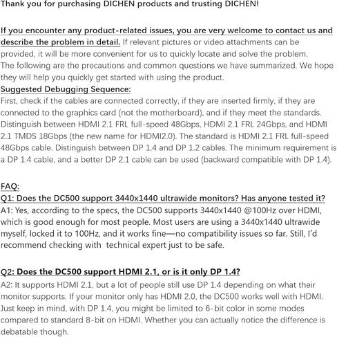 DICHEN Official DMA 4K Fuser Combiner Display Overlay Converter، يدعم 1K480HZ/2K320HZ/4K160HZ HD مركب واجهة الوسائط المتعددة، HDMI 2.1 + DP 1.4 واجهة مزدوجة، نقل بدون فقدان in Kuwait