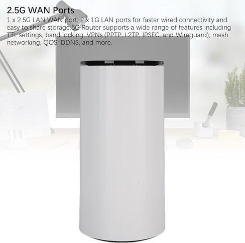 WiFi 6 5G Router Dual SIM High Speed 5G CPE Router NR NSA SA with 2. WAN Port 4X4 MIMO OFDMA for Home Gaming Streaming 50+ Devices (US Plug) in Kuwait