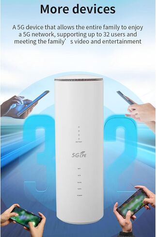 راوتر Cuifati 5G CPE مع فتحة لبطاقة SIM، نقطة اتصال متنقلة WiFi 6 لـ 32 جهازًا، نطاق مزدوج 2.4G 5.8G، 8 هوائيات عالية الكسب، 4x4 MIMO، هوائي 5G، للتخييم المنزلي RV (طاقة تسخين قابس أمريكي) in Kuwait