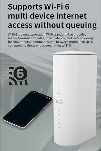 راوتر Cuifati 5G CPE مع فتحة لبطاقة SIM، نقطة اتصال متنقلة WiFi 6 لـ 32 جهازًا، نطاق مزدوج 2.4G 5.8G، 8 هوائيات عالية الكسب، 4x4 MIMO، هوائي 5G، للتخييم المنزلي RV (طاقة تسخين قابس أمريكي) in Kuwait