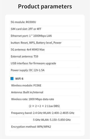 راوتر Cuifati 5G CPE مع فتحة لبطاقة SIM، نقطة اتصال متنقلة WiFi 6 لـ 32 جهازًا، نطاق مزدوج 2.4G 5.8G، 8 هوائيات عالية الكسب، 4x4 MIMO، هوائي 5G، للتخييم المنزلي RV (طاقة تسخين قابس أمريكي) in Kuwait