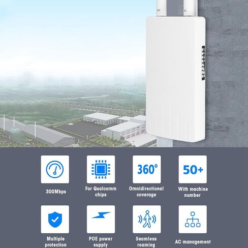 موجه Cryfokt خارجي 4G LTE CPE WiFi، سرعة لاسلكية 150 ميجابت في الثانية IP66 مع هوائيين عاليي الكسب قابلين للفصل، للاستخدام في حديقة المكتب المنزلي في أوروبا وآسيا وأفريقيا (قابس الولايات المتحدة) in Kuwait