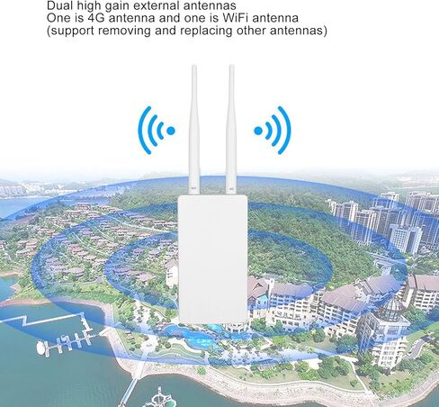 موجه Cryfokt خارجي 4G LTE CPE WiFi، سرعة لاسلكية 150 ميجابت في الثانية IP66 مع هوائيين عاليي الكسب قابلين للفصل، للاستخدام في حديقة المكتب المنزلي في أوروبا وآسيا وأفريقيا (قابس الولايات المتحدة) in Kuwait