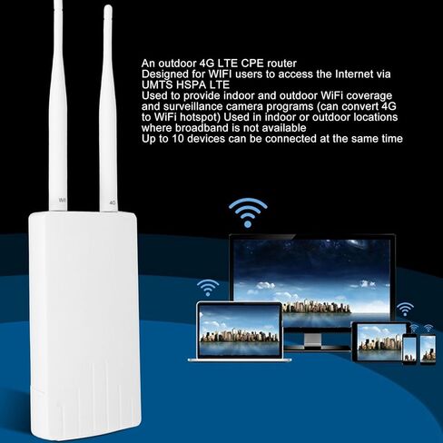 موجه Cryfokt خارجي 4G LTE CPE WiFi، سرعة لاسلكية 150 ميجابت في الثانية IP66 مع هوائيين عاليي الكسب قابلين للفصل، للاستخدام في حديقة المكتب المنزلي في أوروبا وآسيا وأفريقيا (قابس الولايات المتحدة) in Kuwait