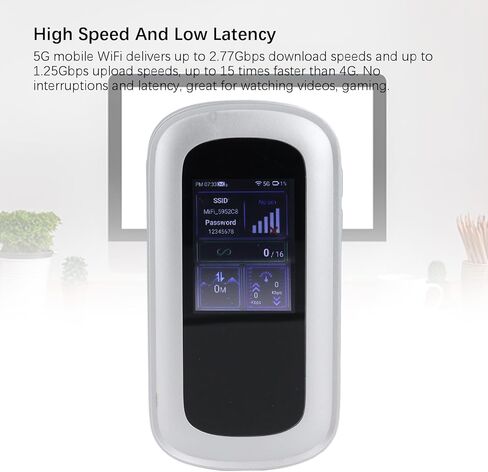 Cryfokt 5G WiFi 6 Mobile Hotspot Router، واي فاي محمول عالي السرعة مع بطارية 4000 مللي أمبير في الساعة وشاشة LCD 2.4 بوصة، يدعم 16 جهازًا، لوحدة تحكم ألعاب الكمبيوتر المحمول والكمبيوتر اللوحي in Kuwait