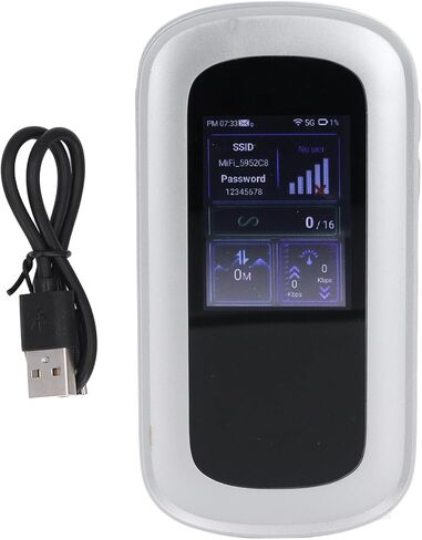 Cryfokt 5G WiFi 6 Mobile Hotspot Router، واي فاي محمول عالي السرعة مع بطارية 4000 مللي أمبير في الساعة وشاشة LCD 2.4 بوصة، يدعم 16 جهازًا، لوحدة تحكم ألعاب الكمبيوتر المحمول والكمبيوتر اللوحي in Kuwait