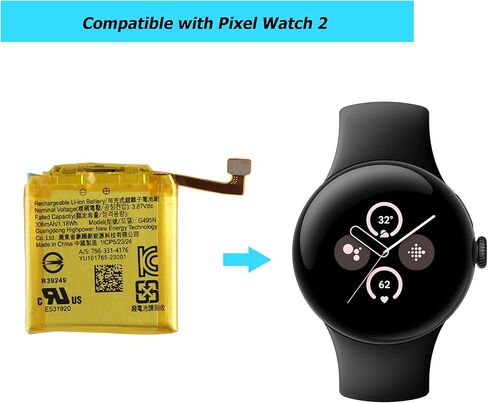 بطارية بديلة G495N جديدة متوافقة مع Google Pixel Watch 2 مع مجموعة الأدوات الفنية in Kuwait