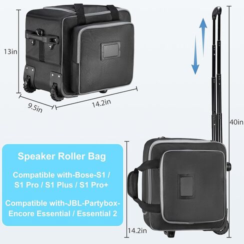 حقيبة مكبر صوت مع عجلات متوافقة مع Bose S1 Pro، حقيبة حمل مكبر صوت دوارة مع جيوب متعددة وحزامين للتثبيت، حقيبة دوارة مبطنة ناعمة متوافقة مع Bose S1 Pro وملحقاتها in Saudi Arabia