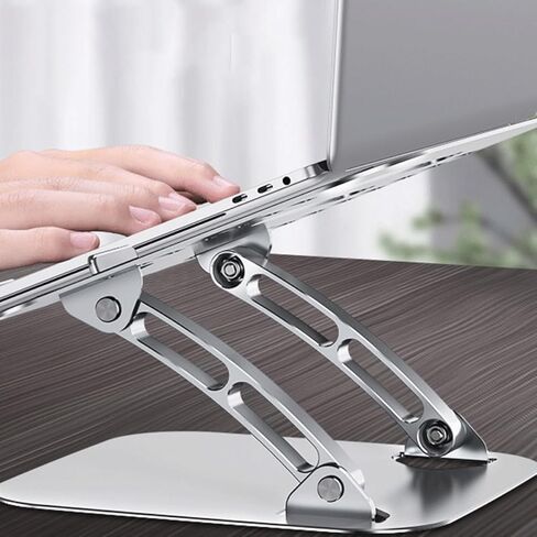 Homoyoyo Aluminum Alloy Laptop Stand Adjustable Portable Foldable Computer Holder with Cooling Vent for Desk Use Compatible with MacBook and Notebooks Silver in Kuwait