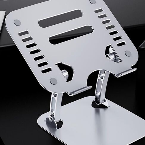 Homoyoyo Aluminum Alloy Laptop Stand Adjustable Portable Foldable Computer Holder with Cooling Vent for Desk Use Compatible with MacBook and Notebooks Silver in Kuwait