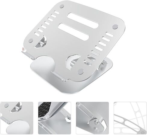 Homoyoyo Aluminum Alloy Laptop Stand Adjustable Portable Foldable Computer Holder with Cooling Vent for Desk Use Compatible with MacBook and Notebooks Silver in Kuwait