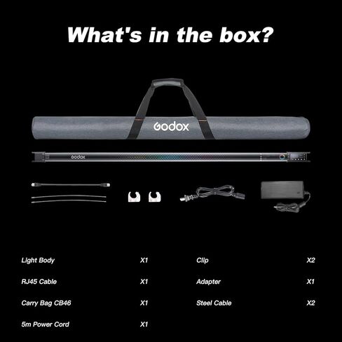 مصباح أنبوبي Godox TL120 RGB، ضوء شريط تصوير ببطارية 30 وات 5200 مللي أمبير في الساعة 2700K-6500K RGB CCT HSI وضع جل 39 تأثيرات FX للتصوير الفوتوغرافي TikTok YouTube in Kuwait