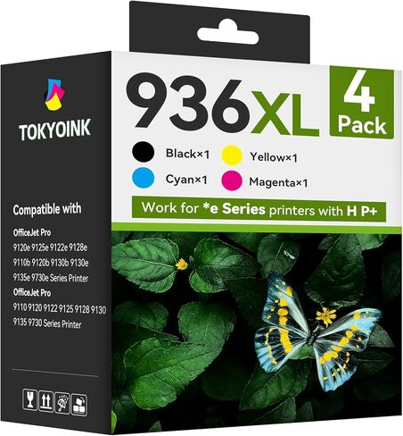 استبدال خراطيش الحبر 936e 936XL 936 لحزمة التحرير والسرد لخراطيش الحبر HP 936 لحبر HP936 مع طابعة OfficeJet Pro 9125e 9120e 9730e 9130 9135e 9122e 9128e 9110b 9120b 9130b 9130e (4 عبوات) in Kuwait