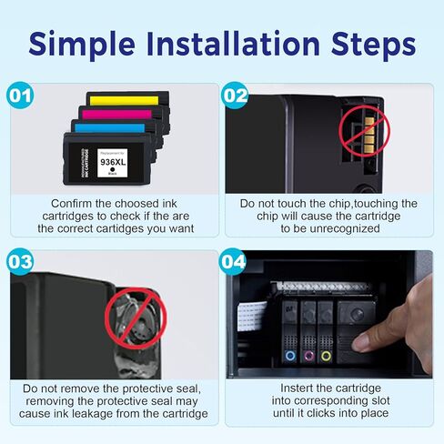 استبدال خراطيش الحبر 936e 936XL 936 لحزمة التحرير والسرد لخراطيش الحبر HP 936 لحبر HP936 مع طابعة OfficeJet Pro 9125e 9120e 9730e 9130 9135e 9122e 9128e 9110b 9120b 9130b 9130e (4 عبوات) in Kuwait