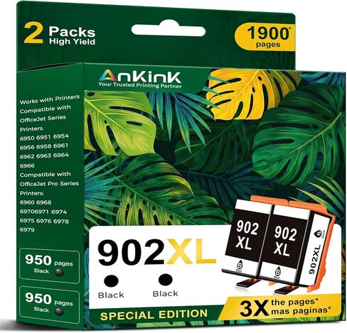 خرطوشة حبر 902XL متوافقة مع Ankink 2 بديلة سوداء لطابعة HP 902 XL HP902XL متوافقة مع Officejet Pro 6978 6968 6970 6975 6960 6958 6950 6954 6961 6964 6966 in Kuwait