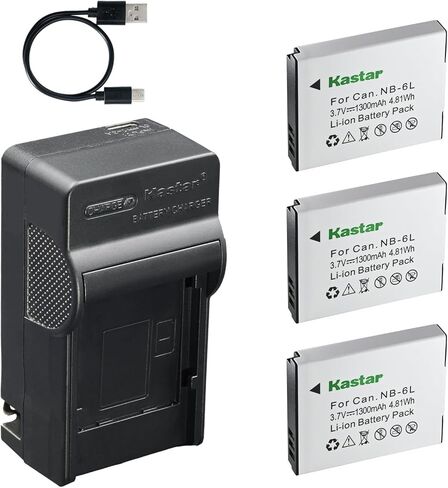 Kastar 1-Pack Battery and AC & USB-C Charger, Compatible with Canon NB-6L, Minolta NP-6L, PowerShot D S SD SX Series, IXUS IXY Series, Lecran NEZINI Kids Cameras, Minolta Digital, Came-TV Headsets in Saudi Arabia