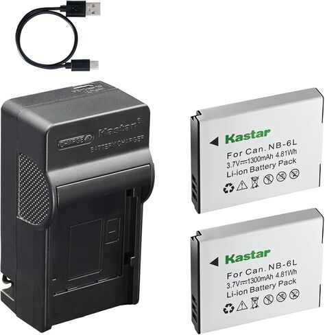 Kastar 1-Pack Battery and AC & USB-C Charger, Compatible with Canon NB-6L, Minolta NP-6L, PowerShot D S SD SX Series, IXUS IXY Series, Lecran NEZINI Kids Cameras, Minolta Digital, Came-TV Headsets in Saudi Arabia