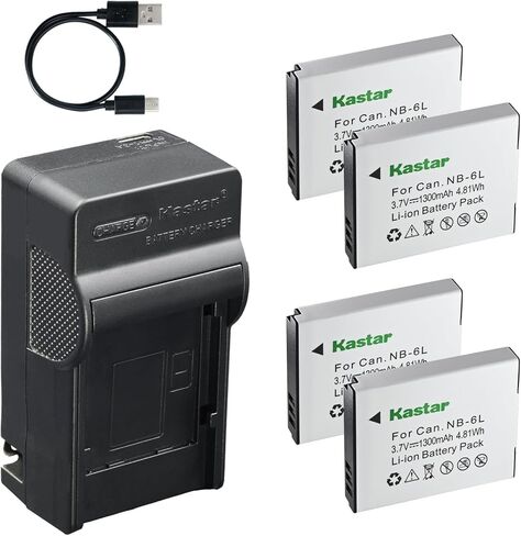 Kastar 1-Pack Battery and AC & USB-C Charger, Compatible with Canon NB-6L, Minolta NP-6L, PowerShot D S SD SX Series, IXUS IXY Series, Lecran NEZINI Kids Cameras, Minolta Digital, Came-TV Headsets in Saudi Arabia