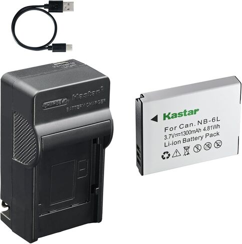 Kastar 1-Pack Battery and AC & USB-C Charger, Compatible with Canon NB-6L, Minolta NP-6L, PowerShot D S SD SX Series, IXUS IXY Series, Lecran NEZINI Kids Cameras, Minolta Digital, Came-TV Headsets in Saudi Arabia