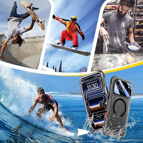 حافظة SPIDERCASE مغناطيسية لهاتف iPhone 17 Pro Max مقاومة للماء، [واقي شاشة وكاميرا مدمج] [IP68 تحت الماء] حافظة هاتف عسكرية مقاومة للصدمات والغبار والخدش بطول 12 قدم، أسود/شفاف in Kuwait