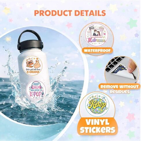 216 Pcs Funny Korean Music Sticker, Cute Korean Pop Music Fan Stickers, Korean Drama Lover Gift, Waterproof Uv Resistant Vinyl Decals for Laptop Tablet Planner Water Bottle Helmet in Kuwait