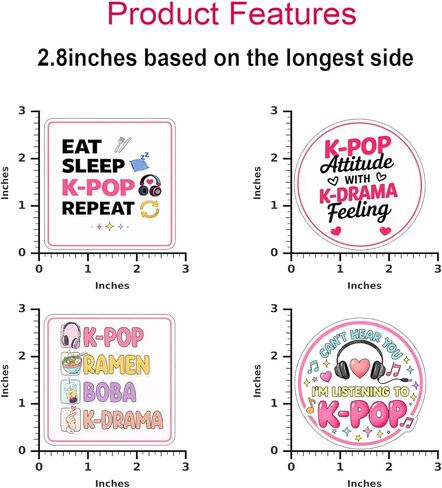 216 Pcs Funny Korean Music Sticker, Cute Korean Pop Music Fan Stickers, Korean Drama Lover Gift, Waterproof Uv Resistant Vinyl Decals for Laptop Tablet Planner Water Bottle Helmet in Kuwait