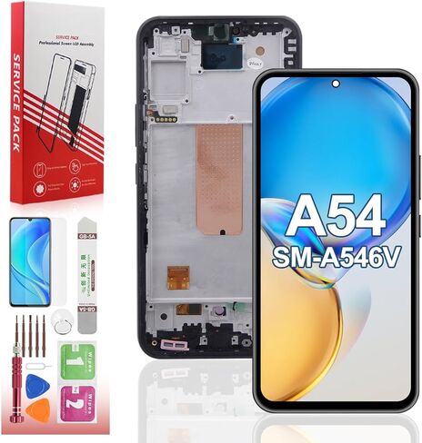 شاشة OLED لهاتف Samsung Galaxy A54 5G بديلة لشاشة Galaxy A54 5G SM-A546 شاشة LCD تعمل باللمس مع مجموعة أدوات (إطار أسود) in Kuwait