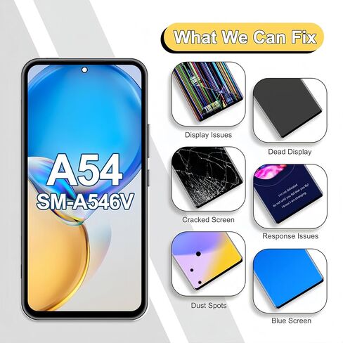 شاشة OLED لهاتف Samsung Galaxy A54 5G بديلة لشاشة Galaxy A54 5G SM-A546 شاشة LCD تعمل باللمس مع مجموعة أدوات (إطار أسود) in Kuwait