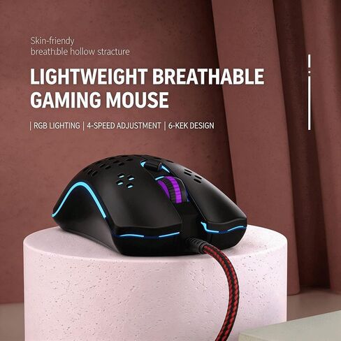 【 7-color RGB Lighting Effect & Plug and Play - 59 Inch Cable 】2026 Professional Gaming USB Wired Mouse,Four Adjustable DPI Optical Sensor,Zero Lag, Anti Slip Foot Patch,Ergonomic Optical Gaming Mouse in Kuwait