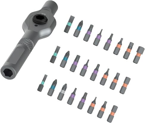 AUNMAS 24 in 1 Magnetic Set, Detachable Ratchet Handle Tool Kit with Storage, for Furniture Electronics Appliances Computers Motorcycles in Kuwait