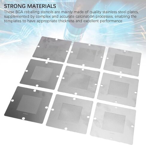 AUNMAS 9Pcs BGA Reballing Stencils, Rework Station with 304 Stainless Steel Templates Not Prone To Deform for Laptop CPU Repair Motherboard Graphics Card Applications in Kuwait