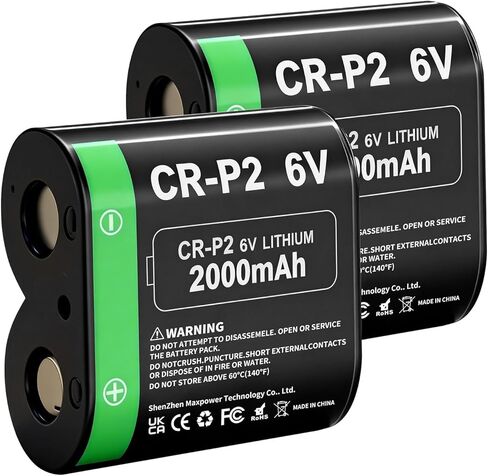 بطاريات CR-P2، (جديدة مطورة) بطارية ليثيوم صور بقدرة 2000 مللي أمبير في الساعة 6 فولت تحل محل 223A و2CR-P2 وEL223AP وDL223A، عبوة واحدة in Kuwait