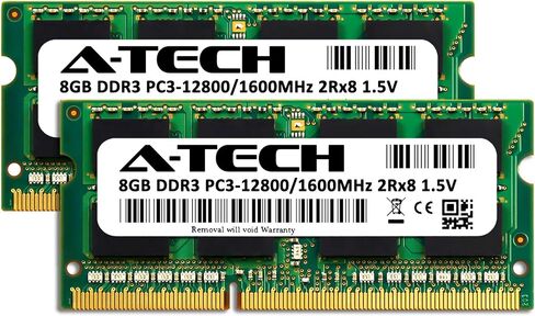 A-Tech 16GB Kit (2x8GB) Memory RAM for HP/Compaq Elitebook 840 G1 - DDR3 1600MHz PC3-12800 Non ECC SO-DIMM 2Rx8 1.5V - Laptop & Notebook in Kuwait