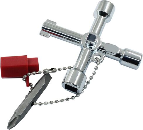 4 in 1 Cross Water Key with Bit 4 Way Multi-Functional Zinc Alloy Utilities Key Universal Opening Key Tools for Elevator,Faucet and Spigot Valve in Kuwait