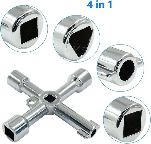 4 in 1 Cross Water Key with Bit 4 Way Multi-Functional Zinc Alloy Utilities Key Universal Opening Key Tools for Elevator,Faucet and Spigot Valve in Kuwait